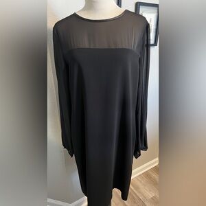 Tahari Black Long Sleeve Dress with Sheer Detail